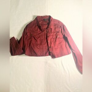 maroon cropped forever 21 button up jacket size M